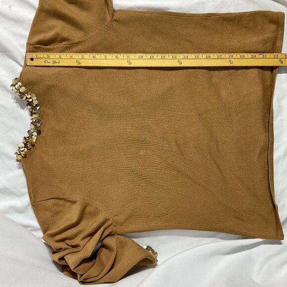 Camel Twinset with Sequins Sz Med - Picture 12 of 14
